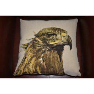 Coussin motif Tête d'aigle (pygargue) sur fond beige - Haute Qualité - Format 45 x 45 cm