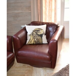 Coussin motif Tête d'aigle (pygargue) sur fond beige - Haute Qualité - Format 45 x 45 cm