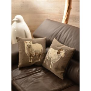 Coussin motif Mouton sur fond gris - Haute Qualité et belle finition - Format 45 x 45 cm