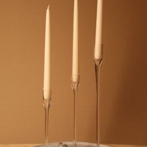 Chandelier / bougeoir en verre clair - H. 290 mm