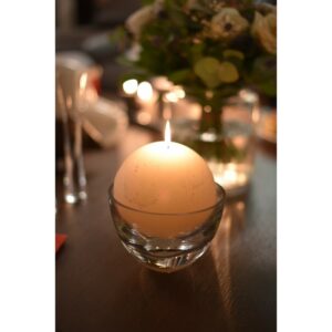 Bougeoir en verre blanc, pour bougie sphérique (Ømax.150 mm)