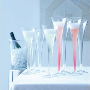 Flute à pied creux, réalisée à la main, en verre transparent de haute qualité - Vol. 225 ml