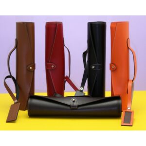 Trousse à allumettes longues, en cuir naturel cousu main - Teinte noir