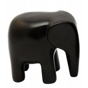 Eléphant en pierre naturelle de Kisii - Sculpture design Amboseli - Teinté noir