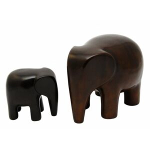 Eléphant en pierre naturelle de Kisii - Sculpture design Amboseli - Teinté noir