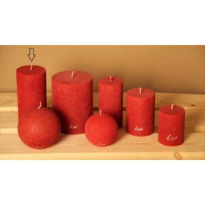 Bougie de table de haute qualité, de forme cylindrique - Modèle Velours, teinte rouge "antique" - Luz Your Senses®