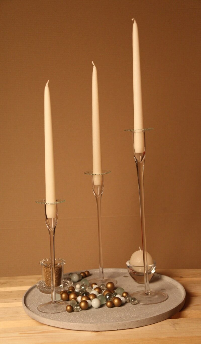 Bougie de table de haute qualité, pour chandelier - Modèle Velours, teinte blanc asperge - Luz Your Senses®