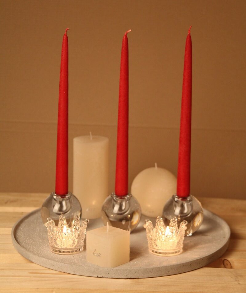 Bougie de table de haute qualité, pour chandelier - Modèle Velours, teinte rouge antique - Luz Your Senses®
