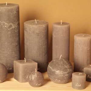 Bougie de table de haute qualité, de forme cylindrique - Modèle Rustique, teinte gris "souris" - Luz Your Senses®