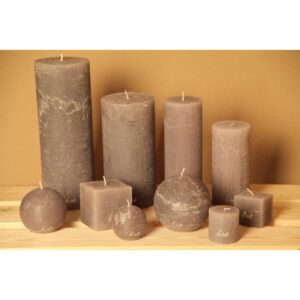 Bougie de table de haute qualité, de forme cylindrique - Modèle Rustique, teinte gris "souris" - Luz Your Senses®