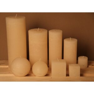 Bougie de table de haute qualité, de forme cylindrique - Modèle Rustique, teinte blanc "asperge" - Luz Your Senses®