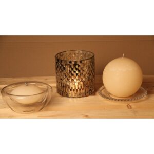 Bougie de table de haute qualité, de forme sphérique - Modèle Rustique, teinte blanc "asperge" - Luz Your Senses®