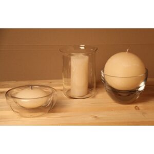 Bougie de table de haute qualité, de forme sphérique - Modèle Rustique, teinte blanc "asperge" - Luz Your Senses®