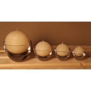 Bougie de table de haute qualité, de forme sphérique - Modèle Rustique, teinte blanc "asperge" - Luz Your Senses®