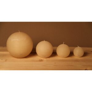Bougie de table de haute qualité, de forme sphérique - Modèle Rustique, teinte blanc "asperge" - Luz Your Senses®