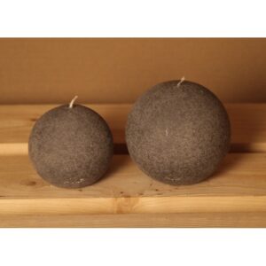 Bougie de table de haute qualité, de forme sphérique - Modèle Velours, teinte gris "souris" - Luz Your Senses®