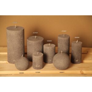 Bougie de table de haute qualité, de forme sphérique - Modèle Velours, teinte gris "souris" - Luz Your Senses®