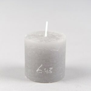 Bougie de table de haute qualité, de forme cylindrique - Modèle Rustique, teinte gris "souris" - Luz Your Senses®