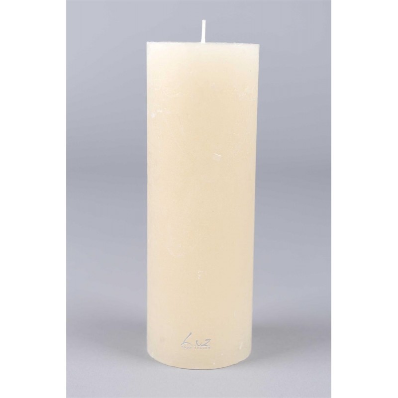 Bougie de table de haute qualité, de forme cylindrique - Modèle Rustique, teinte blanc "asperge" - Luz Your Senses®