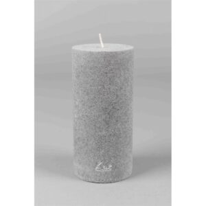 Bougie de table de haute qualité, de forme cylindrique - Modèle Velours, teinte gris "souris" - Luz Your Senses®