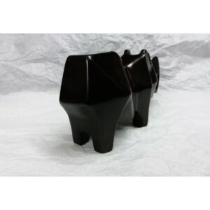 Rhinocéros stylisé, en pierre naturelle de Kisii - Sculpture design - Teinté et ciré noir