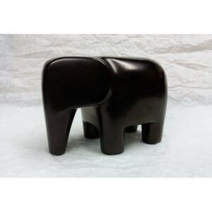 Eléphant en pierre naturelle de Kisii - Sculpture design Amboseli - Teinté noir