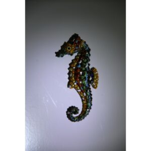 Magnet design, représentant un hippocampe en mosaïque moderniste "Trencadis" selon Antoni Gaudi