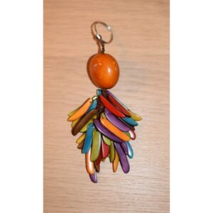 Porte-clefs "flamme" - Réalisation artisanale en ivoire végétale à tonalité orange