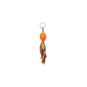 Porte-clefs "flamme" - Réalisation artisanale en ivoire végétale à tonalité orange