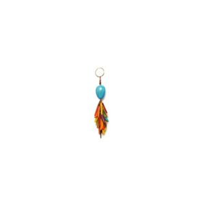 Porte-clefs "flamme" - Réalisation artisanale en ivoire végétale à tonalité dominante turquoise