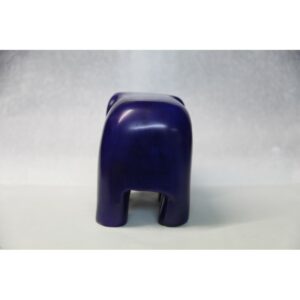 Eléphant en pierre naturelle de Kisii - Sculpture design Amboseli - Teinté bleu indogo