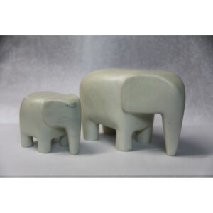 Eléphant en pierre naturelle de Kisii - Sculpture design Amboseli - Teinte et veinage naturels
