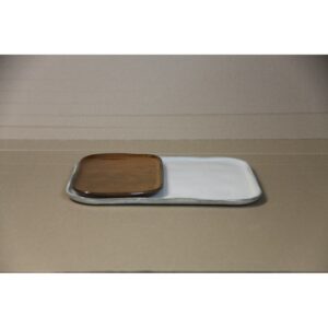Assiette rectangulaire "MERCI" N°1 XL - Blanc Cassé