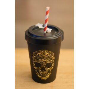 Tasse "To Go" en Bambou - Motif "Skull" - Black - Vol.400 ml - Woodway