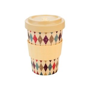 Tasse "To Go" en Bambou "Retro Diamonds Beige " - M - Woodway