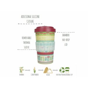 Tasse "To Go" en Bambou "Whales Turquoise Blue" - M - Woodway