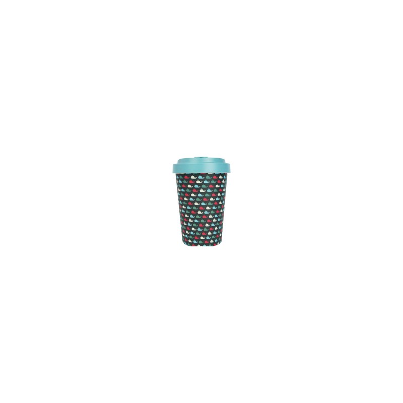 Tasse "To Go" en Bambou "Whales Turquoise Blue" - M - Woodway