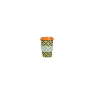 Tasse "To Go" en Bambou "Retro Flowers Orange" - Vol.400 ml - Woodway