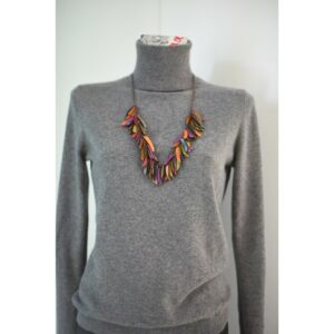 Collier "Flamme" Otonio - ras de cou réglable - Création et réalisation artisanale en ivoire végétal (corozo)