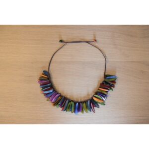 Collier "Flamme" Otonio - ras de cou réglable - Création et réalisation artisanale en ivoire végétal (corozo)