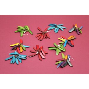 Boucles d'oreilles "Flamme" Turquoises - Création et réalisation artisanale en ivoire végétal (corozo)