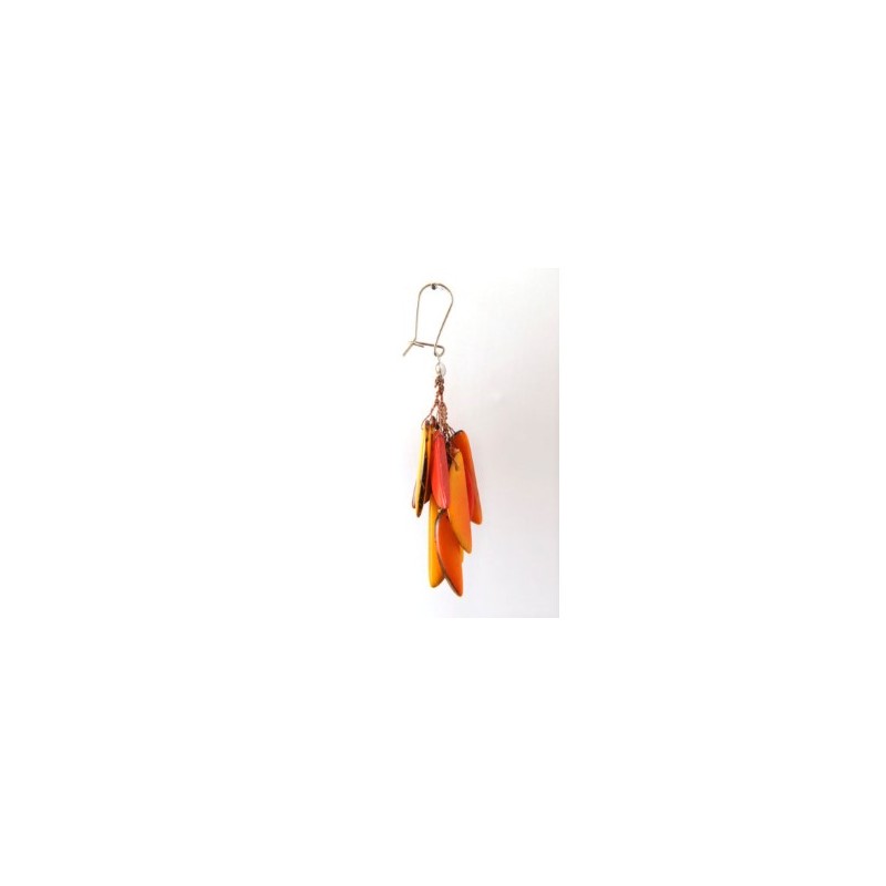 Boucles d'oreilles "Flamme" Jaune Orange Rouge - Création et réalisation artisanale en ivoire végétal (corozo)