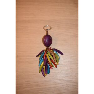 Bijou de sac à main à tonalité dominante prune - Création et réalisation artisanale en ivoire végétal (corozo)