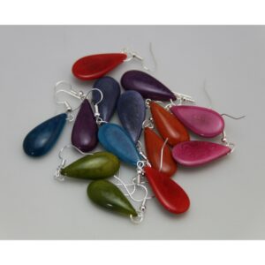 Boucles d'oreilles "Grappas" Rouges - Création et réalisation artisanale en ivoire végétal (corozo)