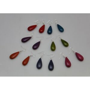 Boucles d'oreilles "Grappas" Rouges - Création et réalisation artisanale en ivoire végétal (corozo)