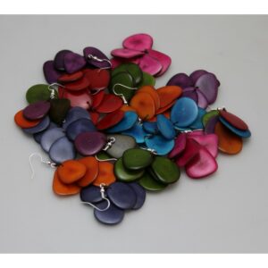 Boucles d'oreilles "Grappas" Ardoises - Création et réalisation artisanale en ivoire végétal (corozo)