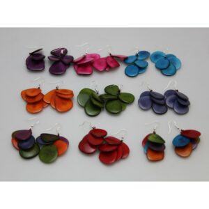 Boucles d'oreilles "Grappas" Ardoises - Création et réalisation artisanale en ivoire végétal (corozo)