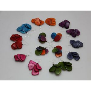 Boucles d'oreilles "Grappas" Ardoises - Création et réalisation artisanale en ivoire végétal (corozo)