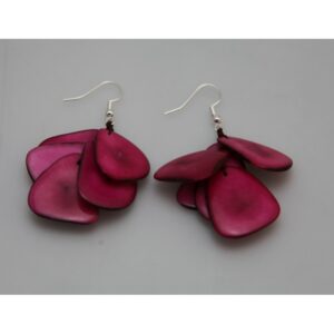 Boucles d'oreilles "Grappas" Prunes - Création et réalisation artisanale en ivoire végétal (corozo)