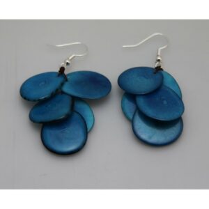 Boucles d'oreilles "Grappas" Turquoises - Création et réalisation artisanale en ivoire végétal (corozo)